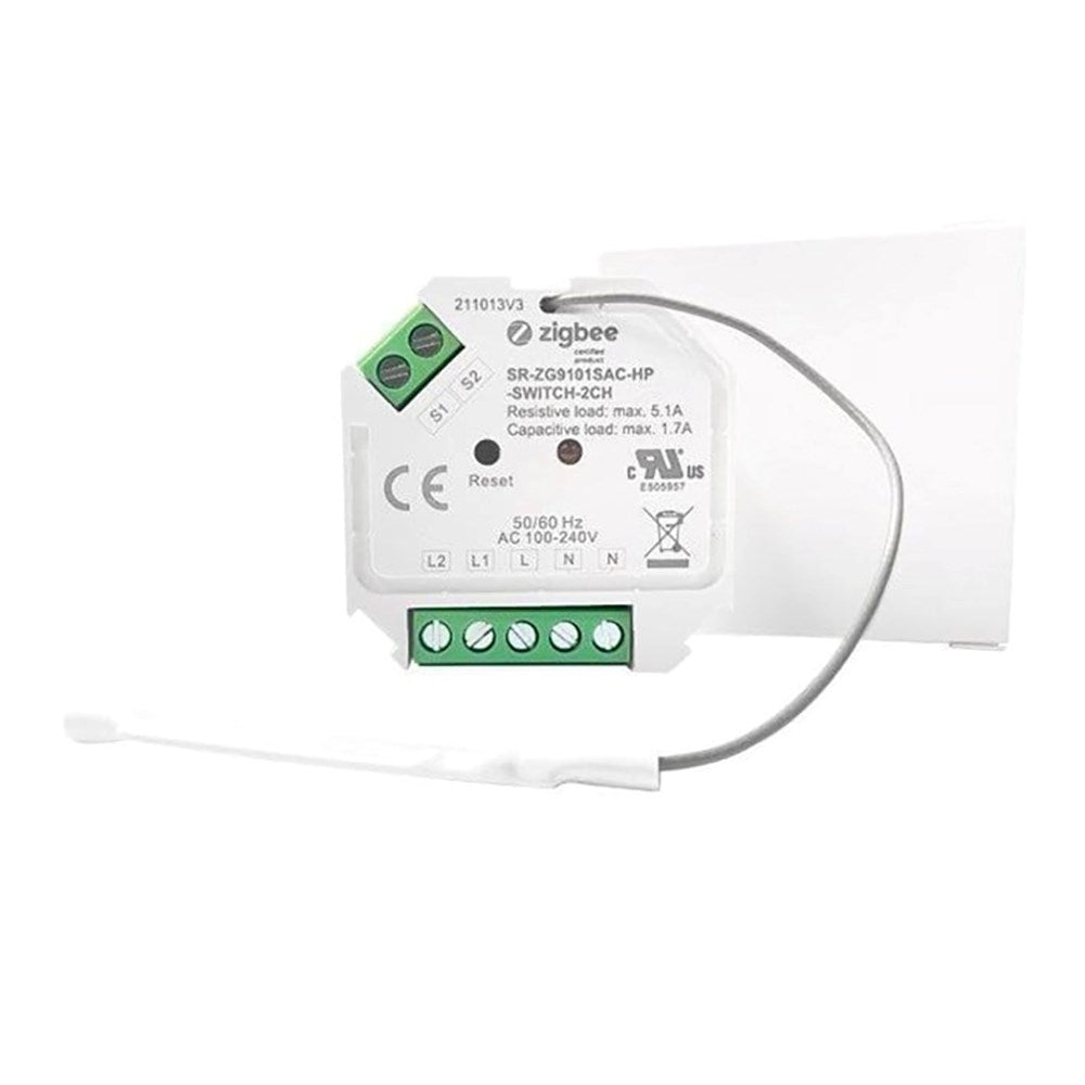 Light Solutions - Mini ZigBee 2 x 390W Dobbelt Afbryder - Hvid