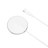 XO CX011 Trådløs Magnetisk Oplader 15W - MagSafe Kompatibel - Sølv / Hvid