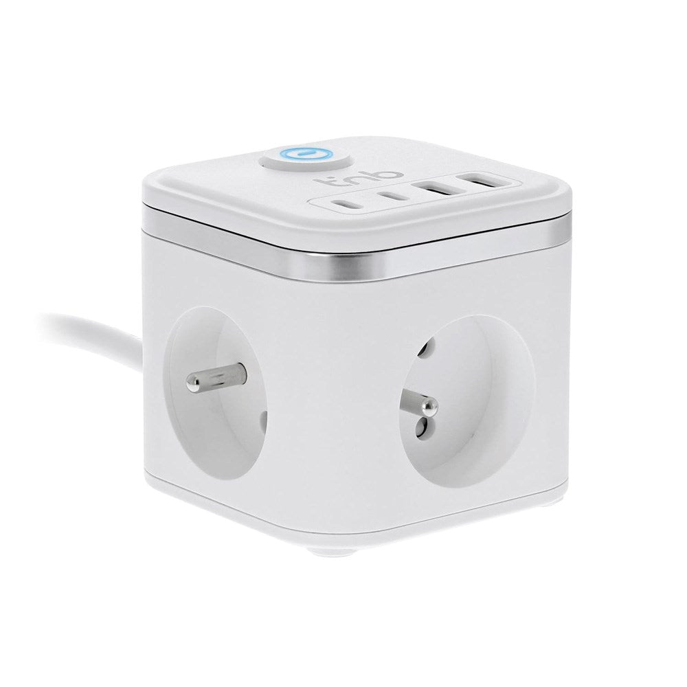 T'NB - 7-i-1 Stikdåse m. 3 x Udtag / 2 x USB-C / 2 x USB-A - Hvid