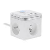 T'NB - 7-i-1 Stikdåse m. 3 x Udtag / 2 x USB-C / 2 x USB-A - Hvid