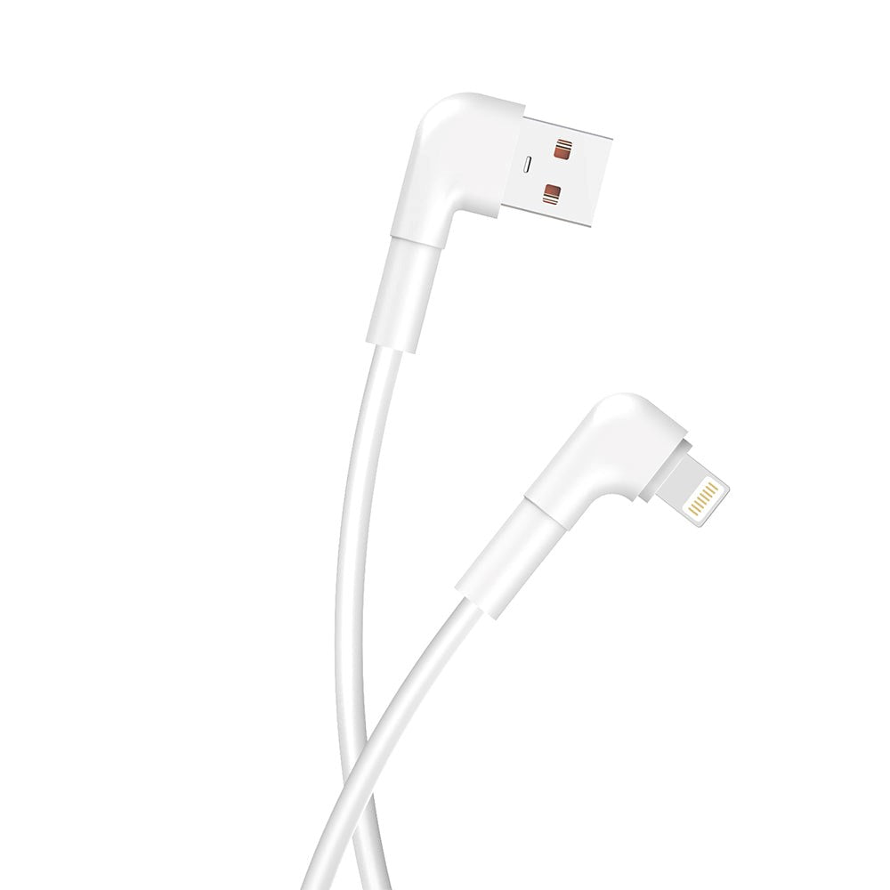 Maxlife Vinklet USB-A til Lightning Kabel 12W - 1m - Hvid