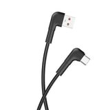 Maxlife Vinklet USB-A til USB-C Kabel 15W - 1m - Sort