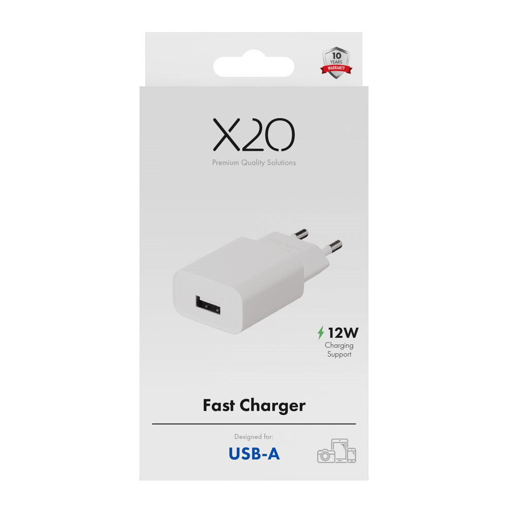 X2O Vægoplader m. 1x USB-A - 12W - Hvid
