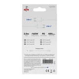 X2O Basic USB-C til USB-C Kabel - 2m / 60W - Hvid