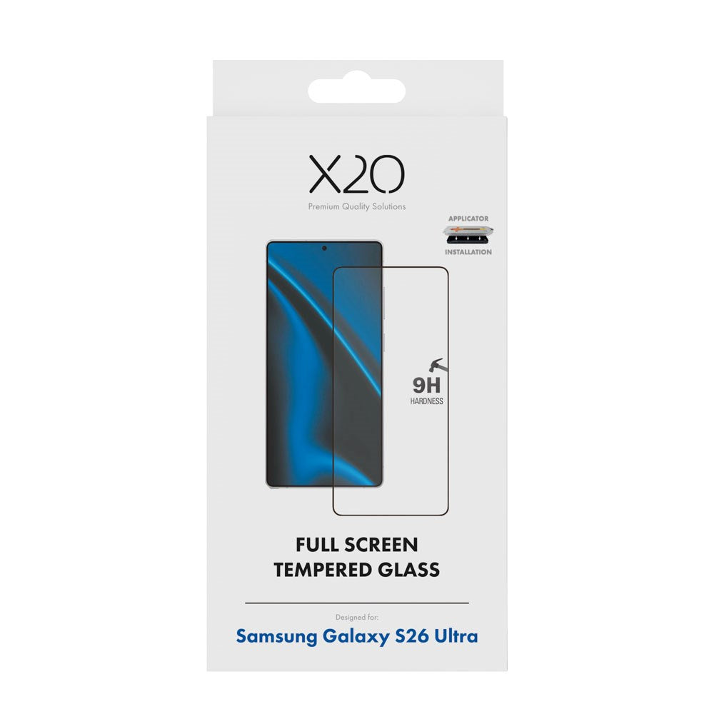X2O Samsung Galaxy S26 Ultra 9H Hærdet Skærmbeskyttelsesglas - Full Fit - Gennemsigtig