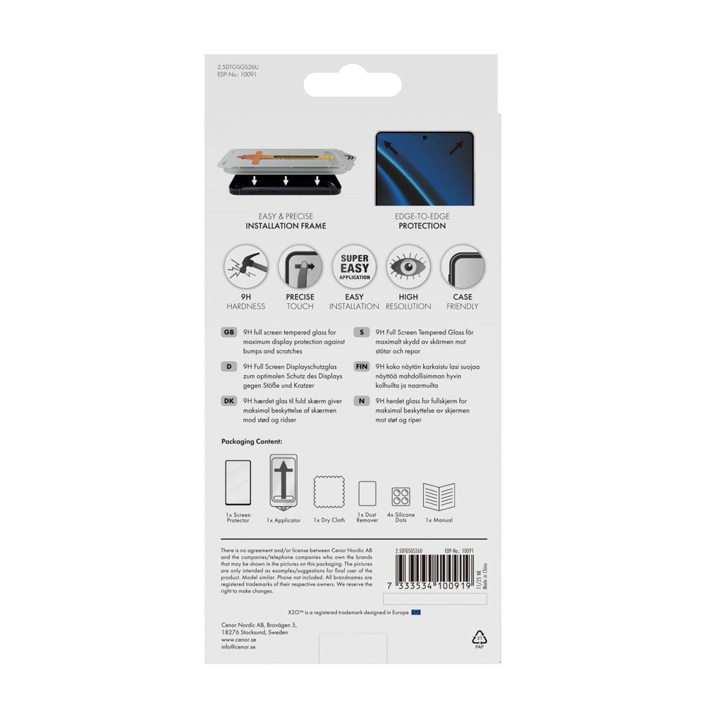 X2O Samsung Galaxy S26 Ultra 9H Hærdet Skærmbeskyttelsesglas - Full Fit - Gennemsigtig