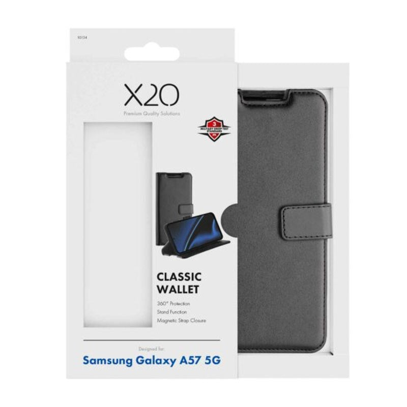 Samsung Galaxy A57 X2O Classic Wallet Flip Cover m. Kortholder & Ståfunktion - Sort
