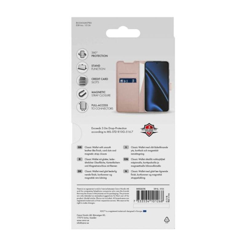 Samsung Galaxy A57 X2O Classic Wallet Flip Cover m. Kortholder & Ståfunktion - Rose Gold