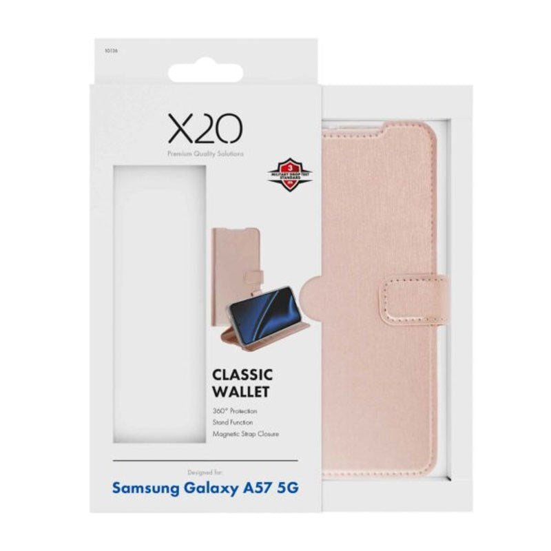 Samsung Galaxy A57 X2O Classic Wallet Flip Cover m. Kortholder & Ståfunktion - Rose Gold