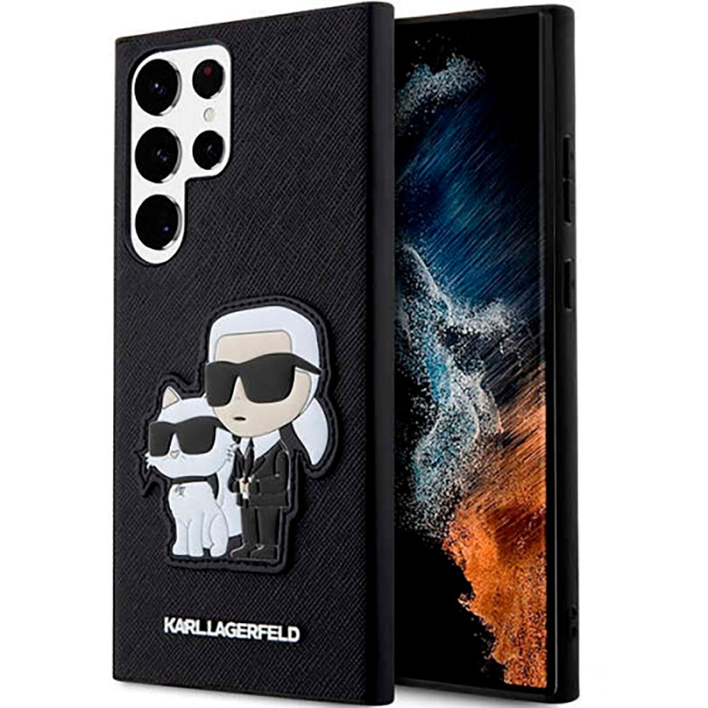 Samsung Galaxy S23 Ultra Karl Lagerfeld Saffiano Karl & Choupette Hardcase - Sort