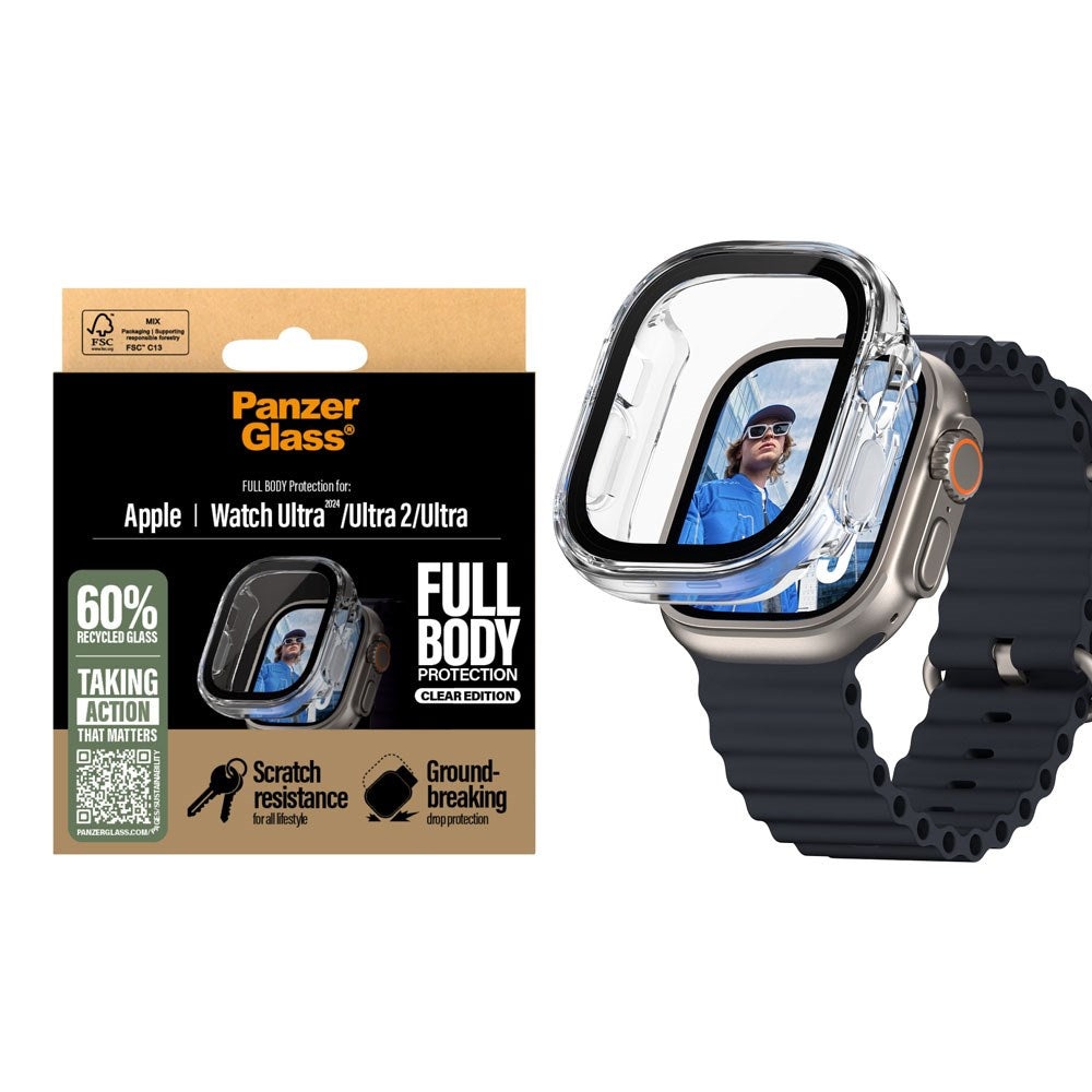 PanzerGlass Apple Watch Ultra 3/2/1 (49mm) Snappie Full Body Cover + Indbygget Skærmbeskyttelse - Transparent