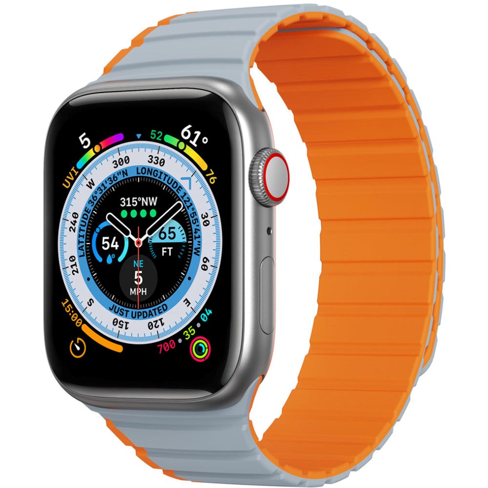 Apple Watch (42/44/SE/45/46/49mm) Dux Ducis LD-Series Silikone Rem m. Magnetisk Lukning - Grå / Orange