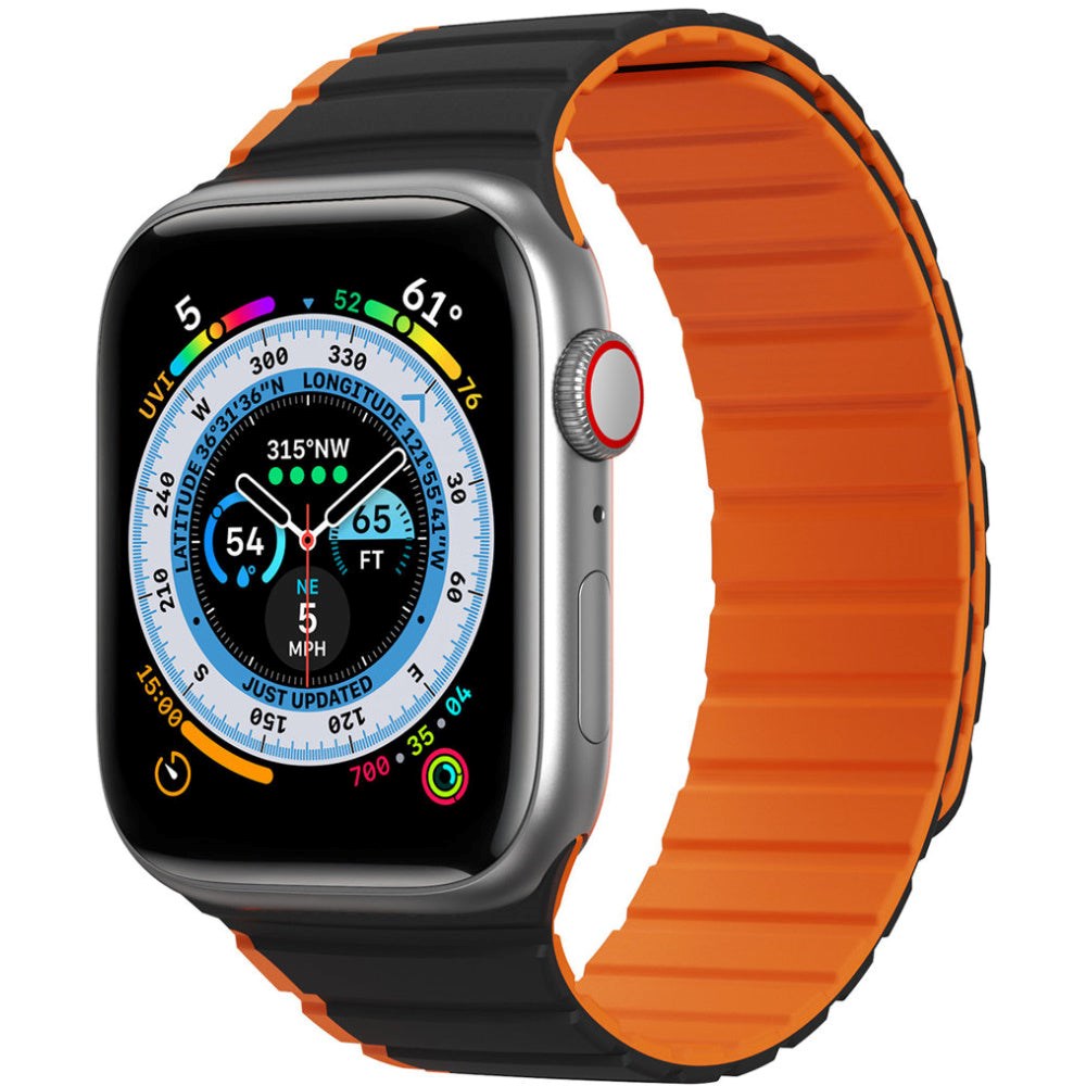 Dux Ducis Apple Watch (38/40/SE/41/42mm) LD-Series Magnetisk Silikone Rem - Sort / Orange