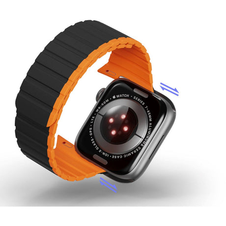 Dux Ducis Apple Watch (38/40/SE/41/42mm) LD-Series Magnetisk Silikone Rem - Sort / Orange