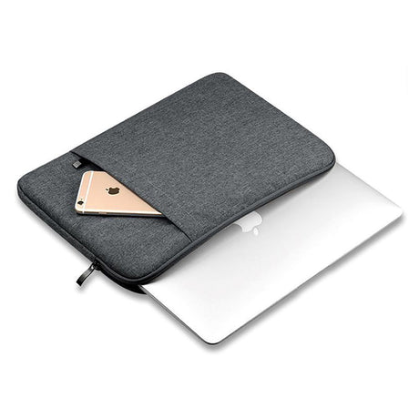 Tech-Protect Stof Laptop Sleeve 13-14" m. Ekstra Lomme (33 x 24 cm) - Mørkegrå