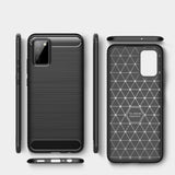 Samsung Galaxy A02s Tech-Protect Fleksibelt Plastik Carbon Cover - Sort