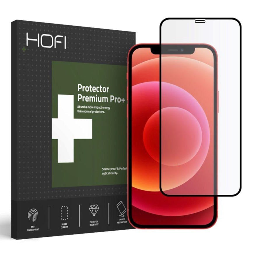 iPhone 12 / 12 Pro Hofi Full Pro+ Hærdet Glas Skærmbeskyttelse - Case Friendly - Sort