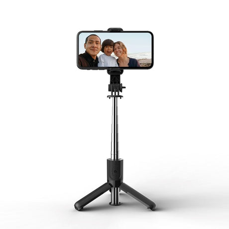 Tech-Protect L02S Kompakt Selfiestang m. Tripod & Bluetooth - Sort