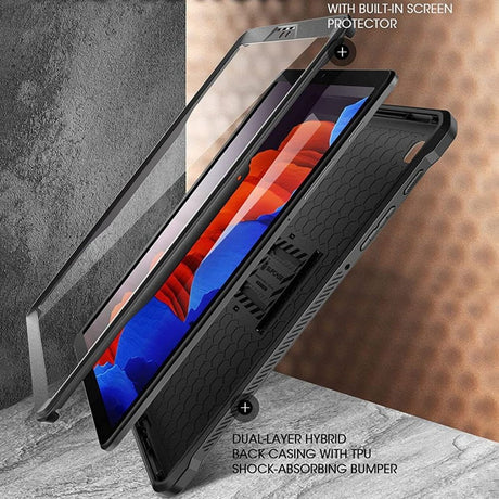 Samsung Galaxy Tab A7 Lite 8.7" 2021 Håndværker Cover - Supcase Beetle Unicorn Pro Bagside Cover m. Beskyttelsesfilm - Sort