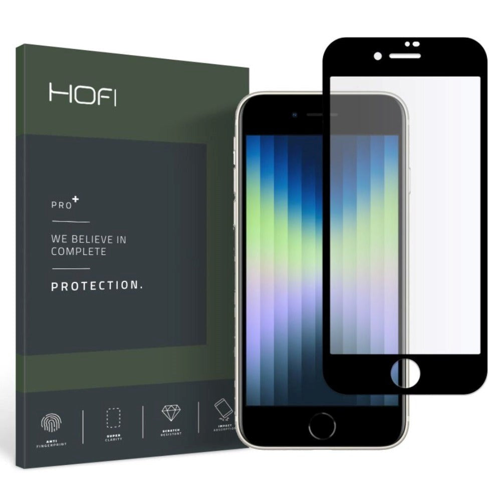 iPhone SE (2022 / 2020) 8 / 7 Hofi Glass Pro+ Skærmbeskyttelse - Case Friendly - Sort Kant