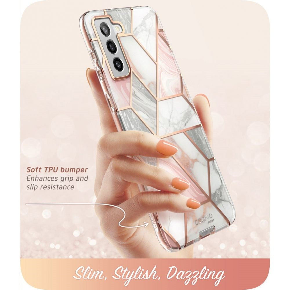 Samsung Galaxy S21 FE (5G) Cover m. Skærmbeskyttelse i-Blason Cosmo Marble - Pink