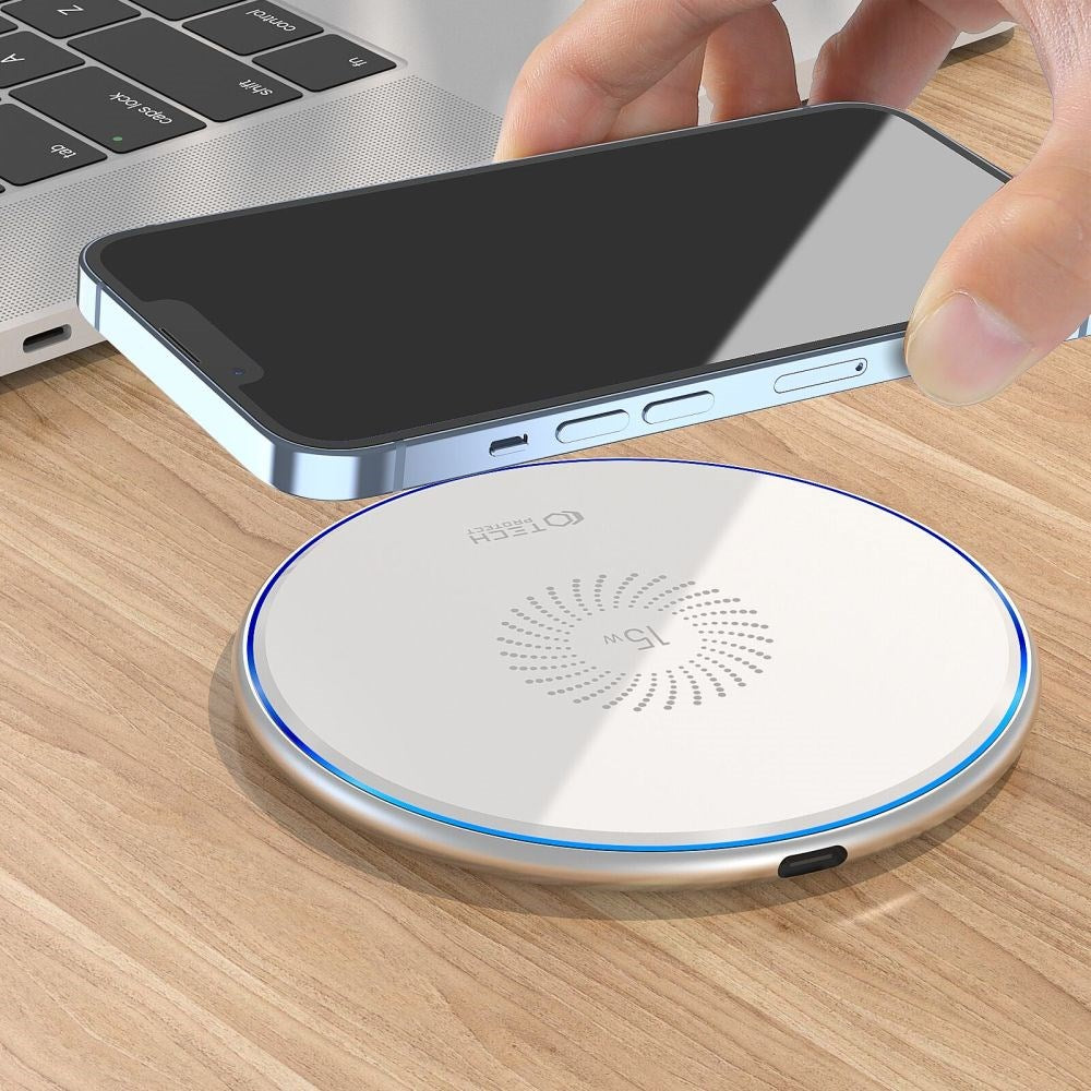 Tech-Protect C1 Single Charging Pad Trådløs Oplader 15W - Hvid