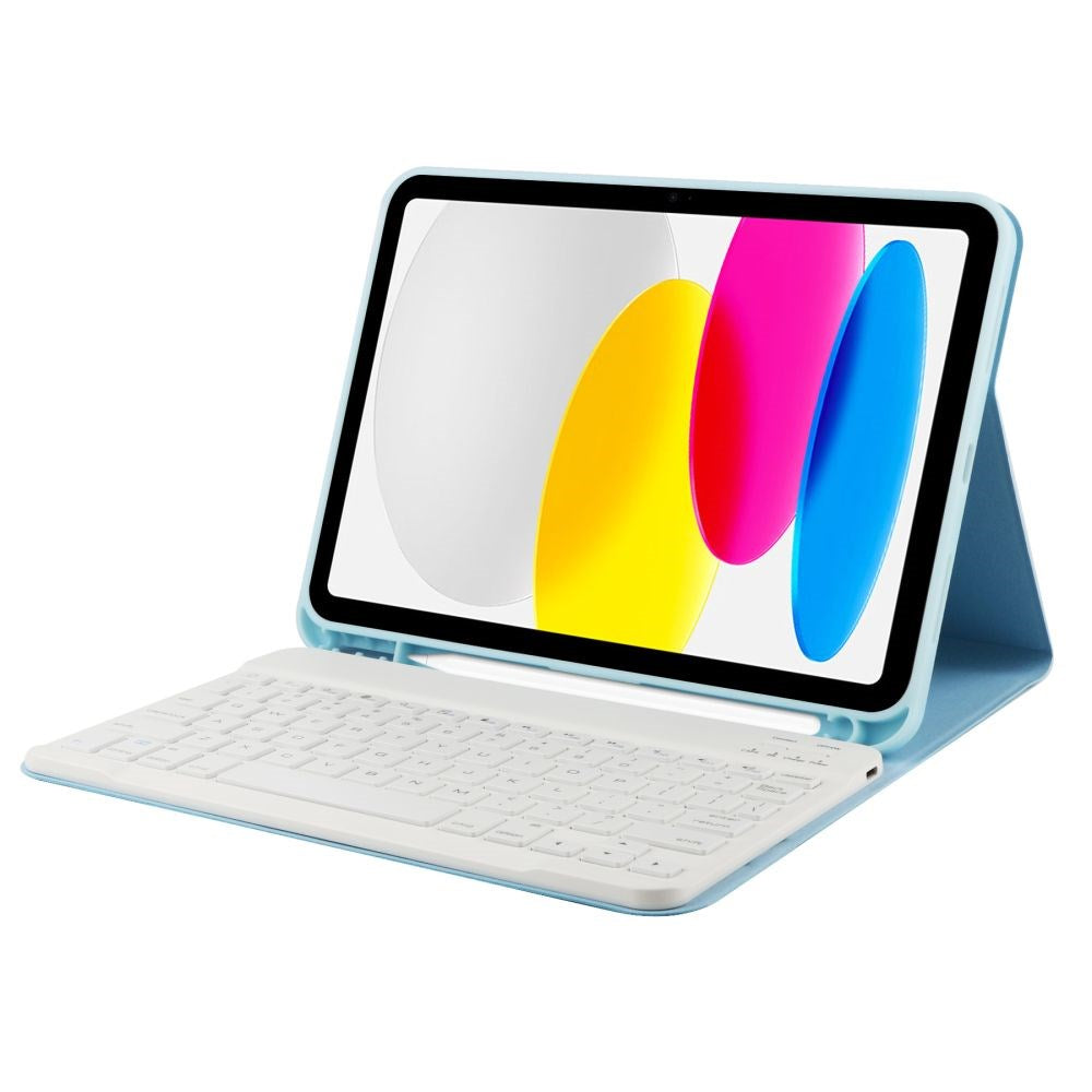 iPad 10.9" (2022) Tech-Protect Keyboard Cover m. Pencil Holder - Engelsk Layout - Lyseblå