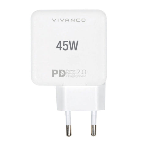 Vivanco 45W Super Fast Dual Charge Vægoplader USB-C - PD (Power Delivery) - Hvid