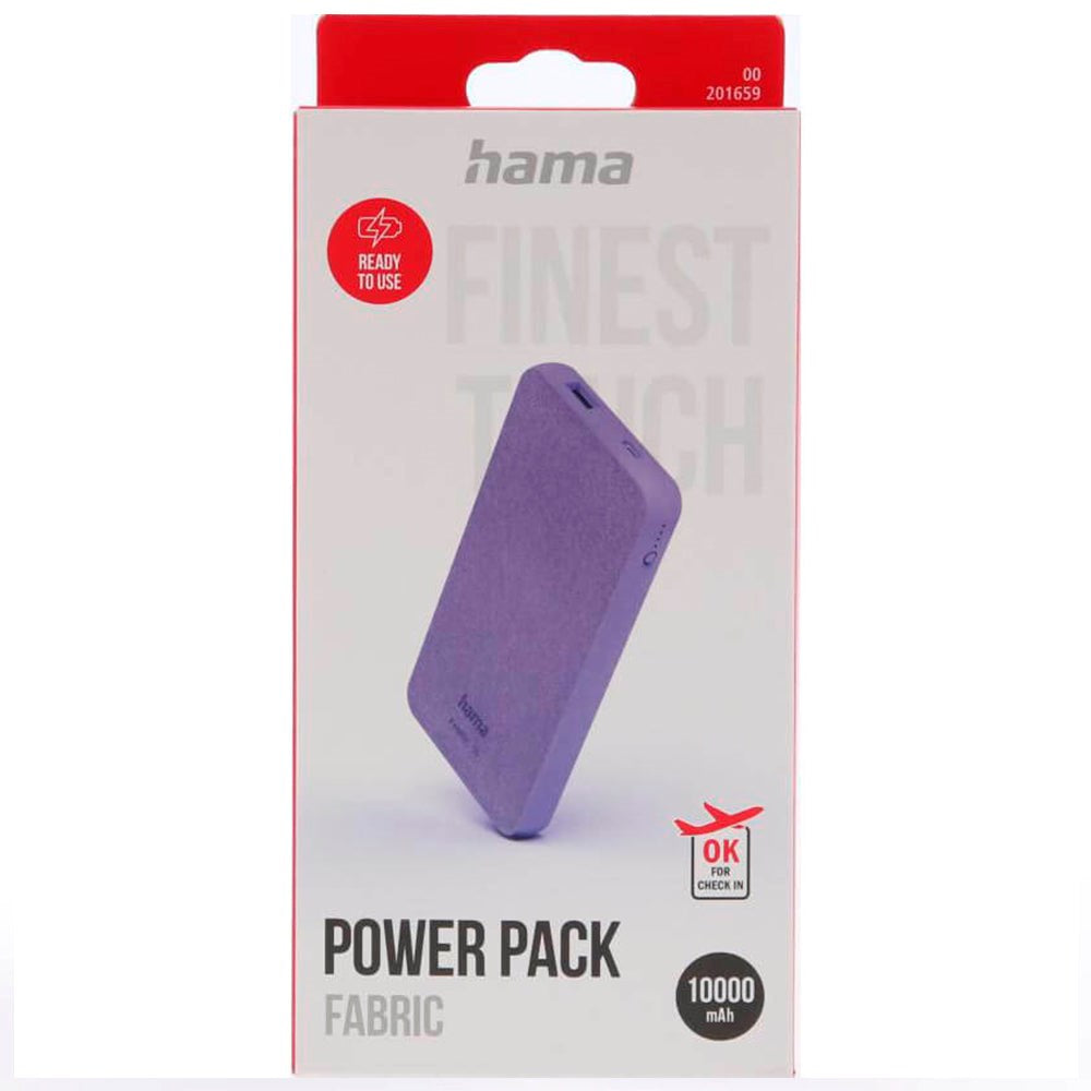 HAMA 15W Powerbank - 1 x USB-C / 1 x USB-A - 10.000 mAh - Lilla