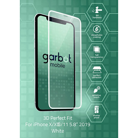 iPhone 11 Pro / Xs / X Garbot 3D Perfect Fit Hærdet Glas - Case Friendly - Gennemsigtig / Hvid Kant