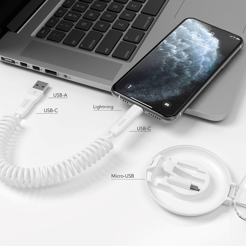 VONMÄHLEN Allroundo C 6-in-1 -15W Kabel 0,75m Lightning  / USB-C / Micro USB / UBS-A - Hvid