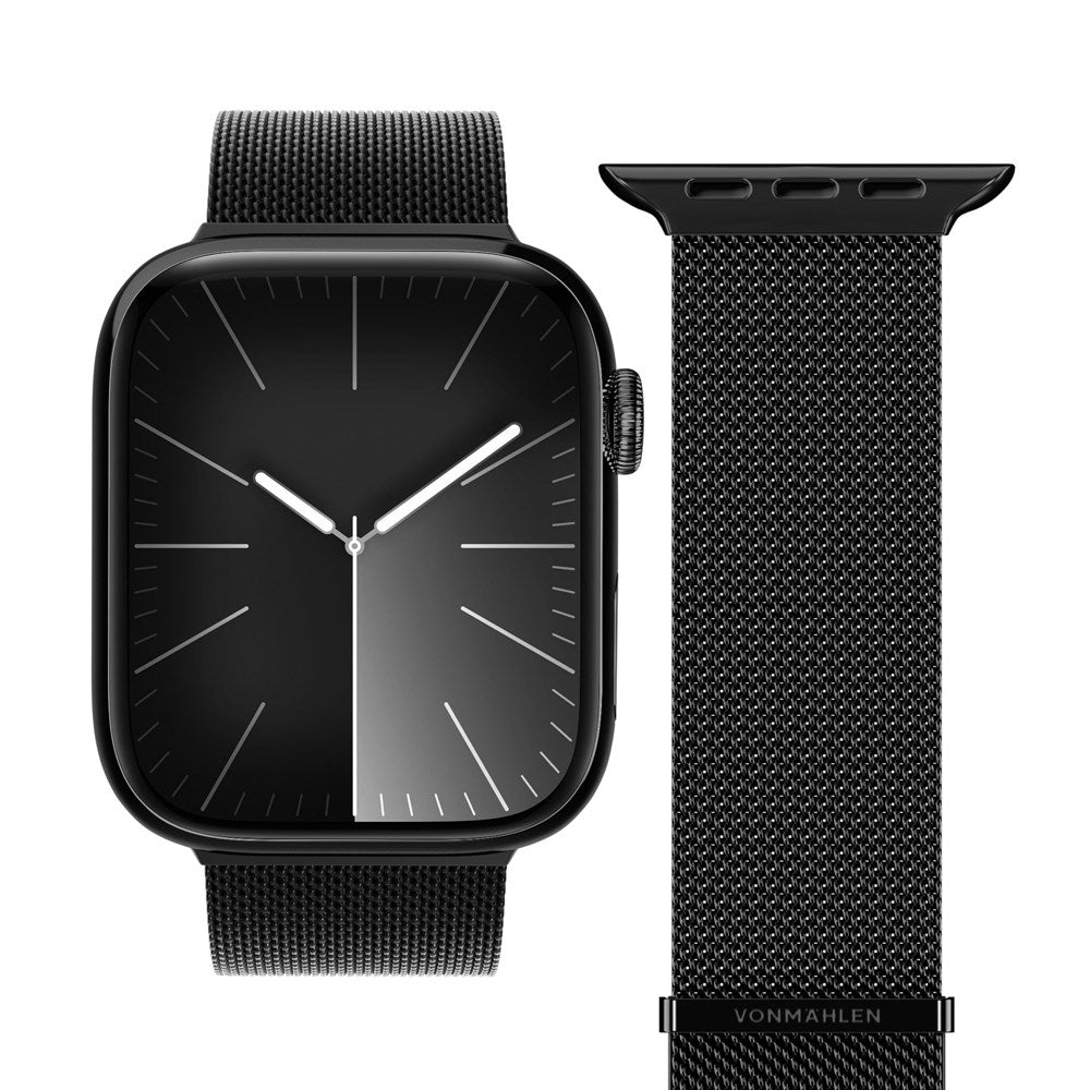 Vonmählen Apple Watch (38/40/SE/41/42mm) Milanese Loop 2 Rustfrit Stål Rem - Sort