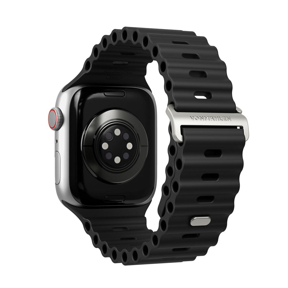 Vonmählen Apple Watch (42/44/SE/45/46/49mm) Wave Band 2 Genanvendt Silikone Rem - Sort