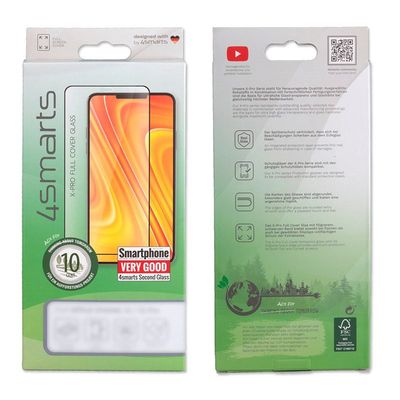 iPhone 14 Pro 4smarts Second Glass X-Pro Clear Hærdet Glas m. Monteringsramme - Case Friendly - Sort Kant