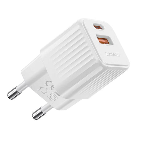 4Smarts VoltPlug Duos 20W Vægoplader - 1 x USB-A QC & 1 x USB-C PD - Hvid