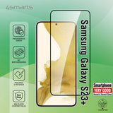 Samsung Galaxy S23+ (Plus) 4smarts Second Glass X-Pro Clear Hærdet Glas m. Monteringsramme - Case Friendly - Sort Kant