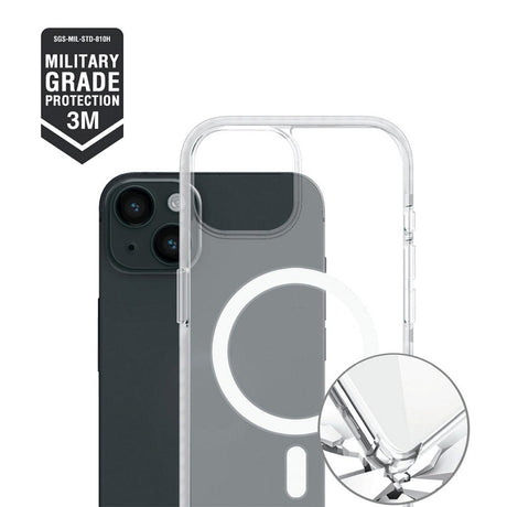 iPhone 15 Plus 4smarts Hybrid Guard Bagside Cover - MagSafe Kompatibel - Gennemsigtig / Hvid