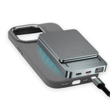 4Smarts OneStyle iPhone 15 Silikone Cover - MagSafe Kompatibel - m. MagSafe Kompatibel PowerBank 22.5W 5000mAh & USB-C til USB-C kabel - Grå