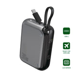 4smarts Pocket Powerbank 30W m. Indbygget USB-C Kabel - 10.000mAh - Grå