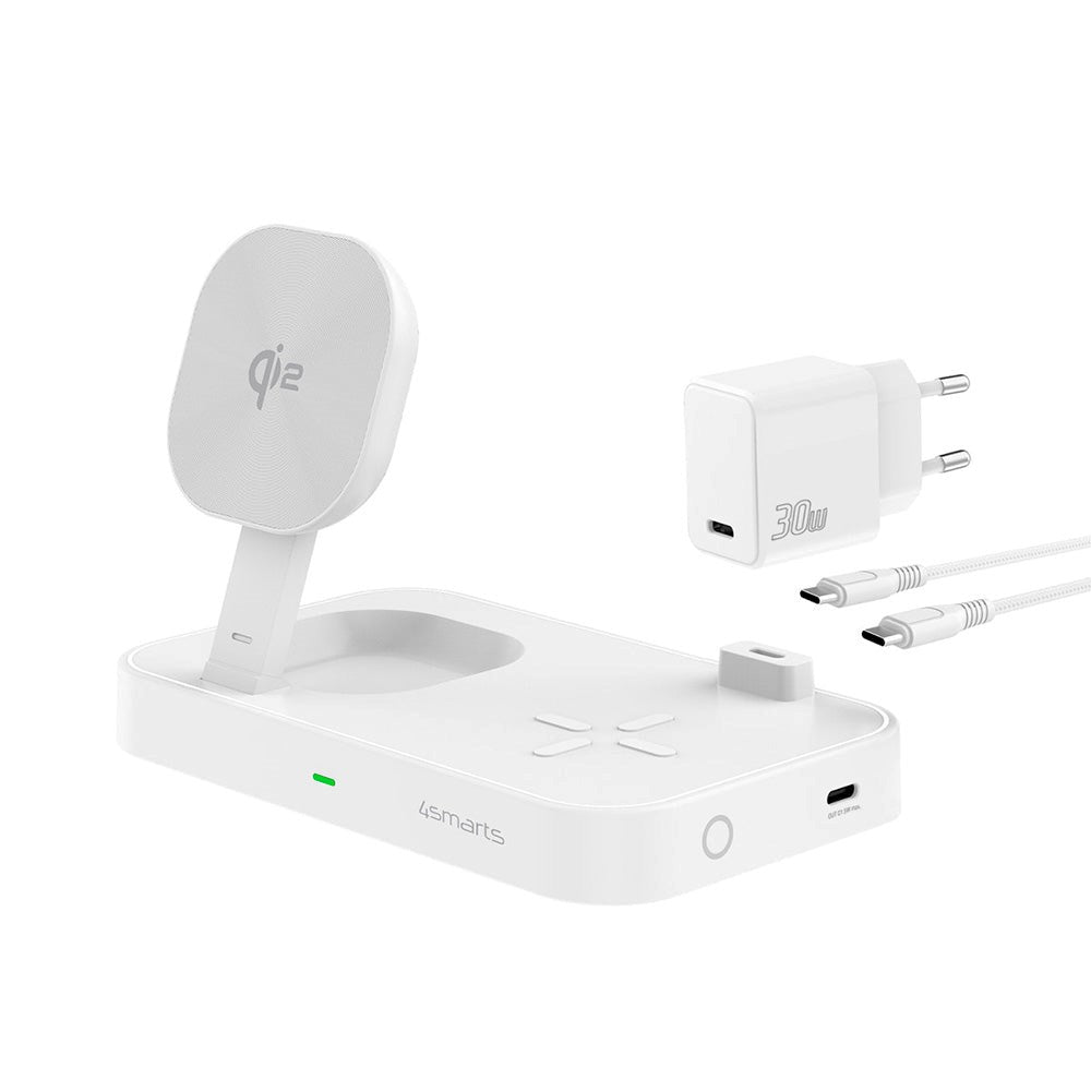 4smarts Qi2 Trådløs Oplader 15W - MagSafe Kompatibel - Hvid