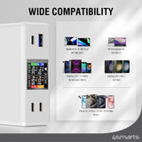 Bordoplader - 130W / 3x USB-C & 1x USB-A - 4smarts GaN DIY Mode - Hvid