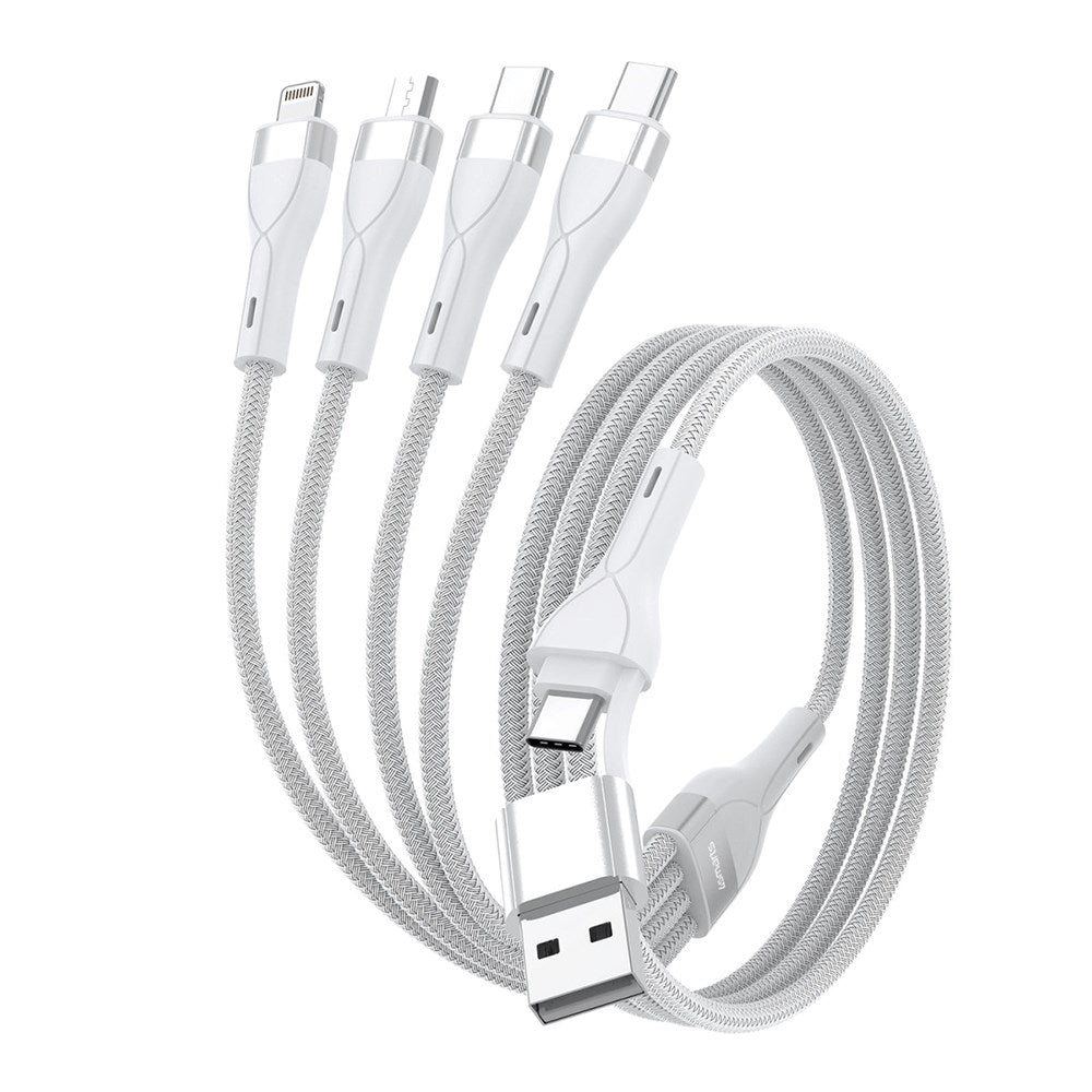 4smarts 4in2 15W Multi-Charging Kabel - 2 x USB-C / Lightning / Micro USB 120cm - Hvid