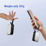 4smarts 10.000mAh Pocket Powerbank m. Indbygget USB-C Kabel 30W - Sølv