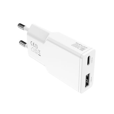 4Smarts PD Slim Vægoplader GaN 20W m. 1 x USB-C & 1 x USB-A - Hvid