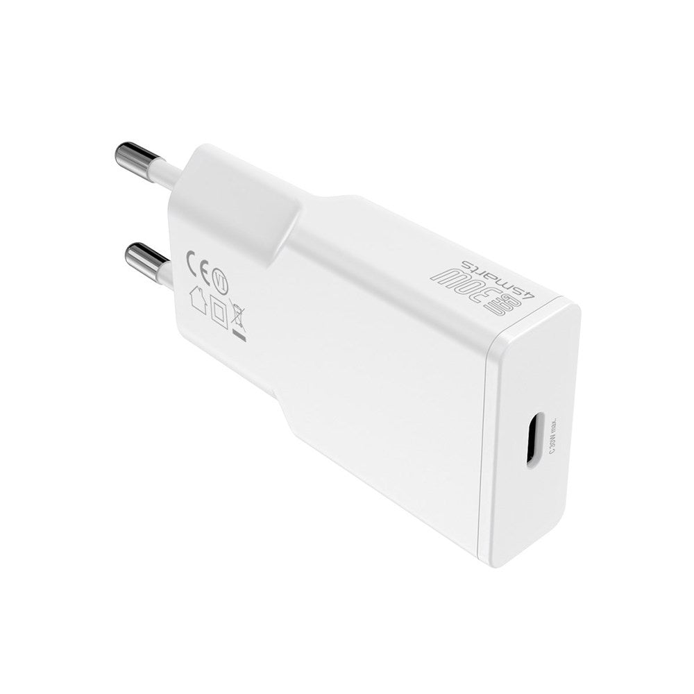 4Smarts PD Slim Vægoplader GaN 30W m. USB-C - Hvid