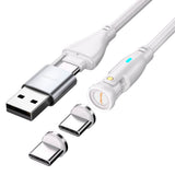 Magnetisk Kabel m. USB-C/A - 4smarts - 100W - 1.8m - Hvid