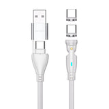Magnetisk Kabel m. USB-C/A - 4smarts - 100W - 1.8m - Hvid