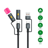 4-i-1 USB-C Outdoor Kabelsæt - 4smarts - 60W / 1m - Sort