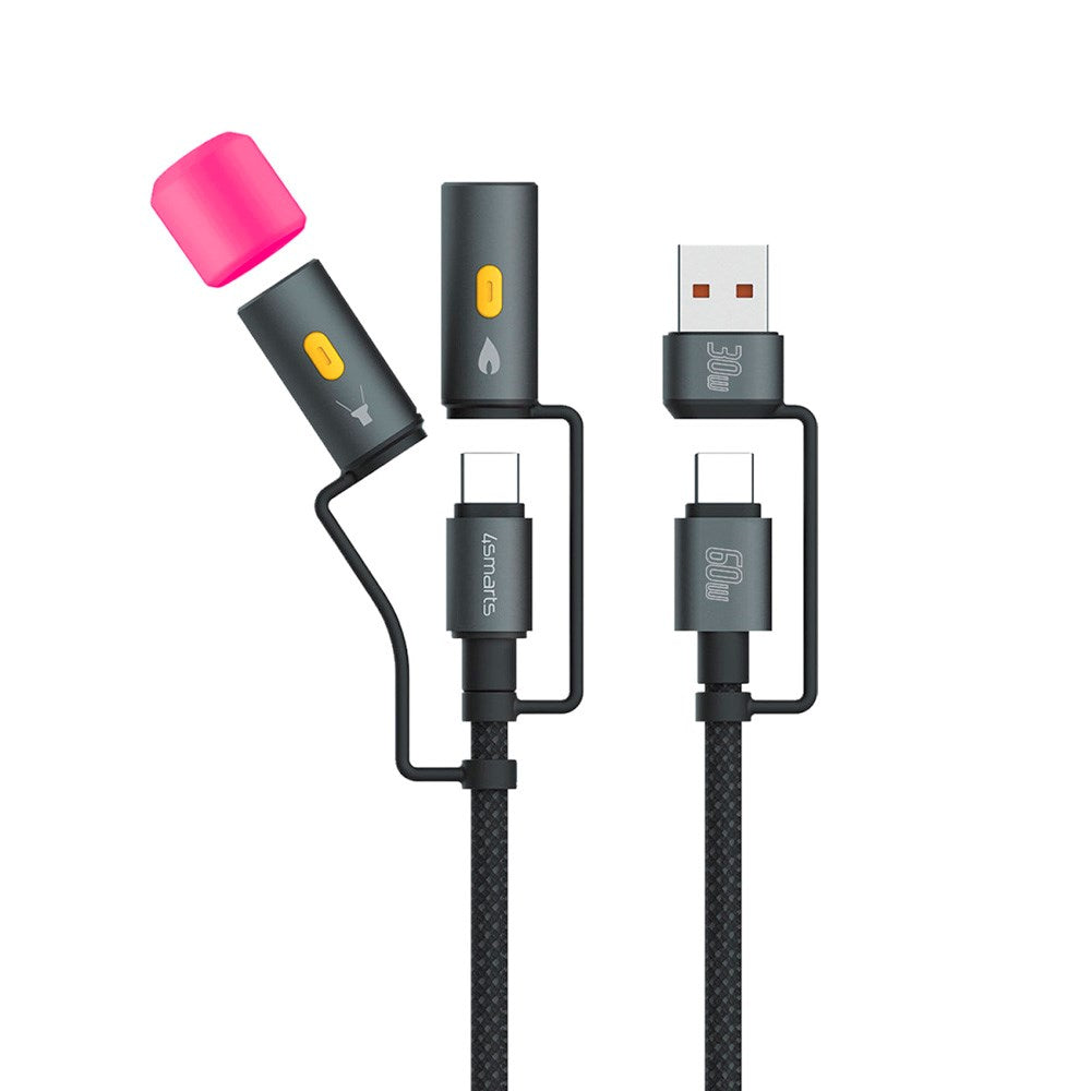 4-i-1 USB-C Outdoor Kabelsæt - 4smarts - 60W / 1m - Sort