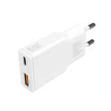 2-i-1 Vægoplader - 4smarts - 18W USB-A / 30W USB-C - Hvid